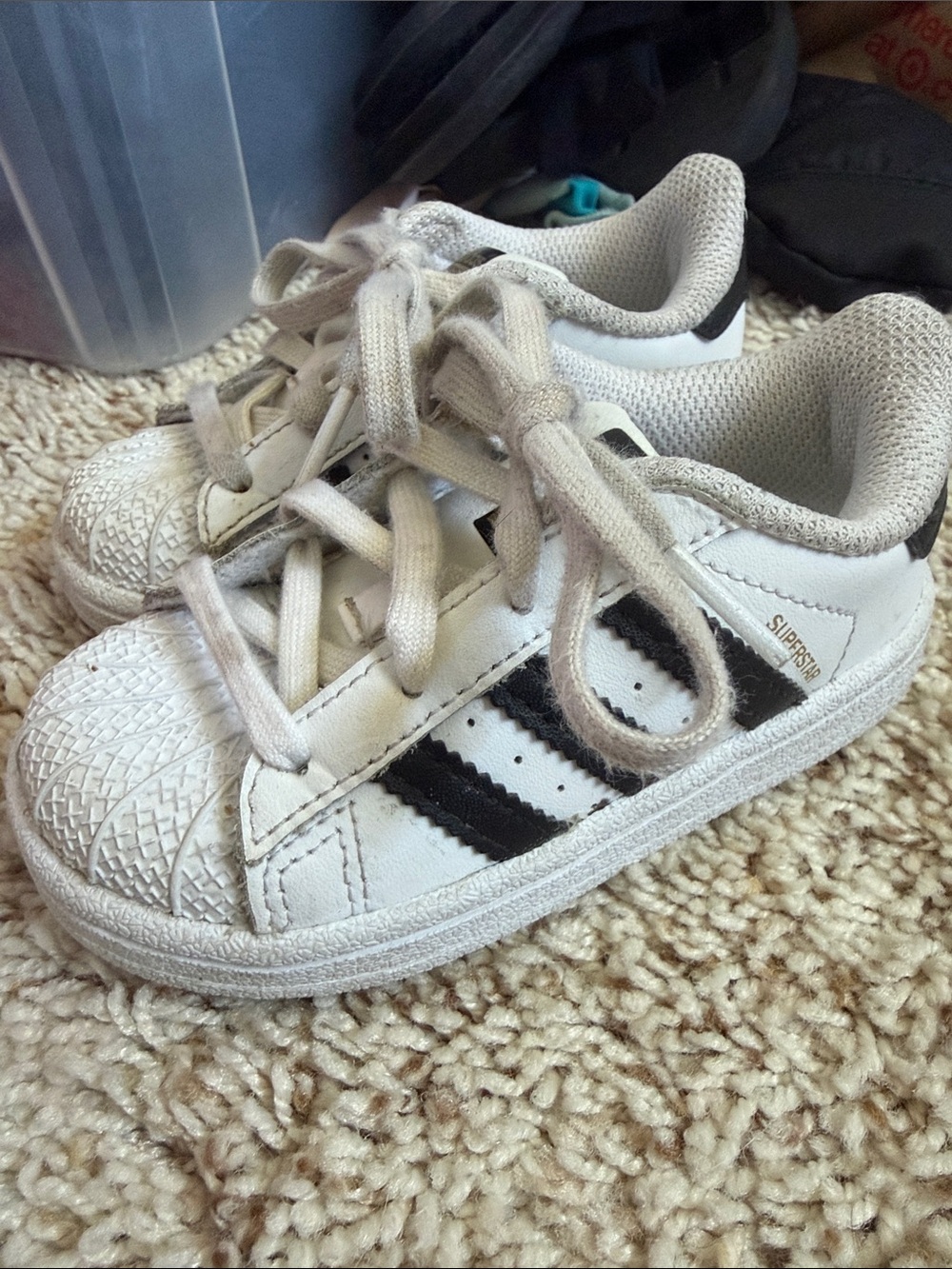 Adidas Kids White Sneakers with Black Stripes Baby 6